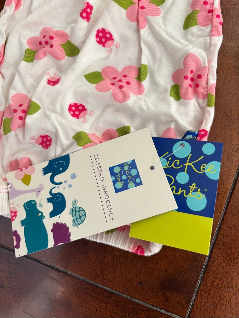NWT Kickee Pants Baby Girl Gown & Knot Hat Set Pink Floral Ladybug Newborn